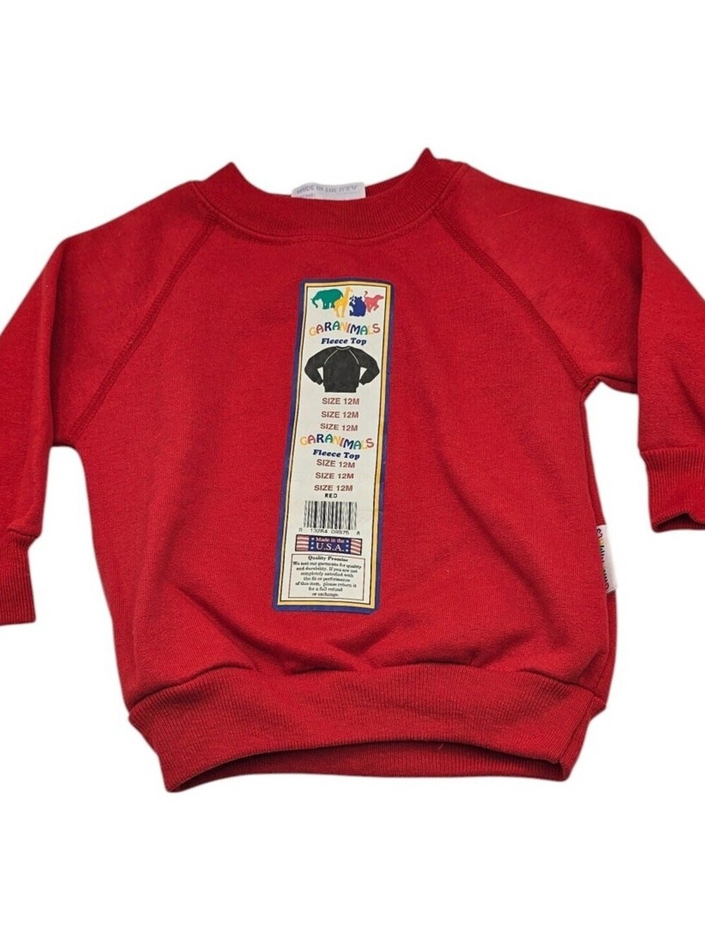 Vintage 1990s Garanimals Baby Sz 12M Crew Neck Sweatshirt Solid Red NEW